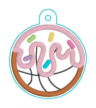 Load image into Gallery viewer, Basketball Drip Applique snap tab and eyelet fob machine embroidery design DIGITAL DOWNLOAD