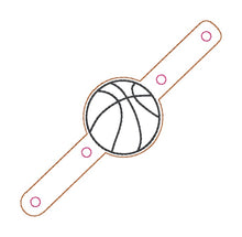 Load image into Gallery viewer, Basketball hair tie holder (2 sizes included) machine embroidery design DIGITAL DOWNLOAD