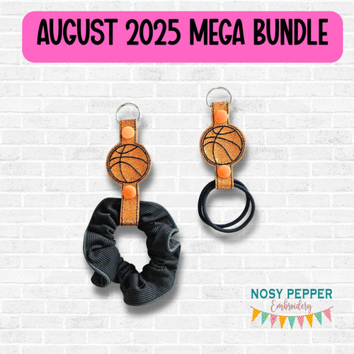 Basketball hair tie holder (2 sizes included) machine embroidery design DIGITAL DOWNLOAD
