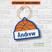 Load image into Gallery viewer, Basketball applique Name bag tag/ornament/bookmark --NOV 25 MB--machine embroidery design DIGITAL DOWNLOAD