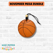 Load image into Gallery viewer, Basketball double sided car tag machine embroidery design DIGITAL DOWNLOAD