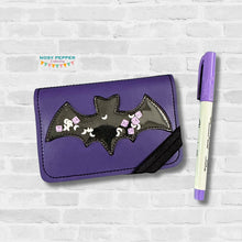 Load image into Gallery viewer, Bat appliqué Notebook Cover 2 sizes available machine embroidery design DIGITAL DOWNLOAD