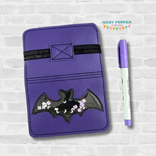 Load image into Gallery viewer, Bat appliqué Notebook Cover 2 sizes available machine embroidery design DIGITAL DOWNLOAD