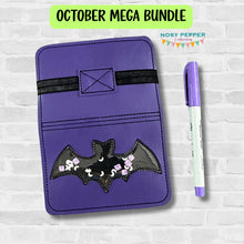 Load image into Gallery viewer, Bat appliqué Notebook Cover 2 sizes available machine embroidery design DIGITAL DOWNLOAD