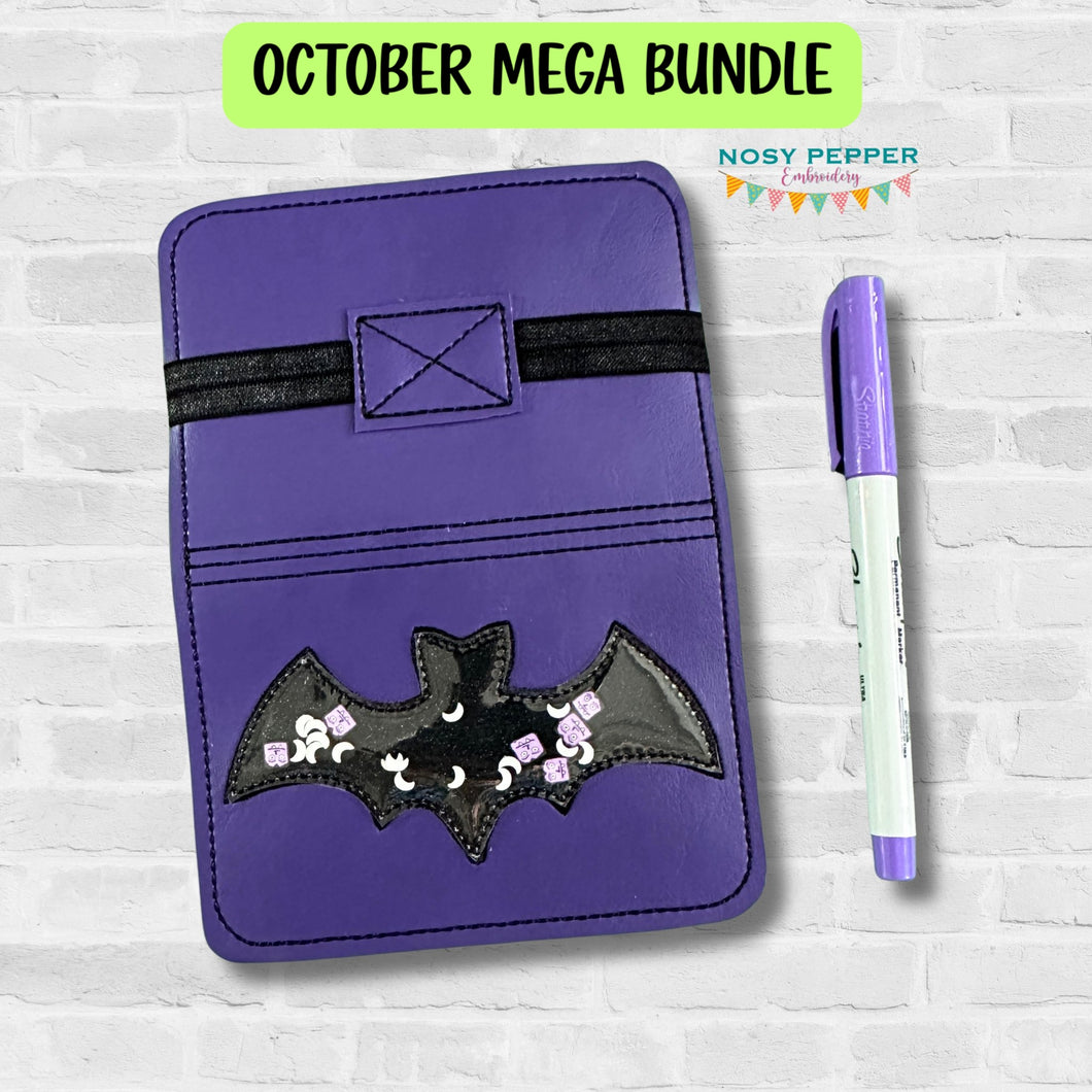 Bat appliqué Notebook Cover 2 sizes available machine embroidery design DIGITAL DOWNLOAD