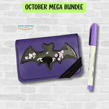 Load image into Gallery viewer, Bat appliqué Notebook Cover 2 sizes available machine embroidery design DIGITAL DOWNLOAD