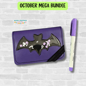 Bat appliqué Notebook Cover 2 sizes available machine embroidery design DIGITAL DOWNLOAD