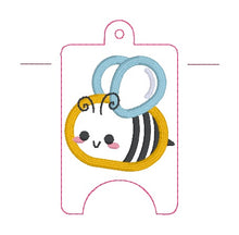 Load image into Gallery viewer, Bee Appliqué Sanitizer Case (2 sizes available) machine embroidery design DIGITAL DOWNLOAD