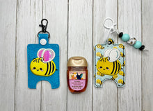 Load image into Gallery viewer, Bee Appliqué Sanitizer Case (2 sizes available) machine embroidery design DIGITAL DOWNLOAD