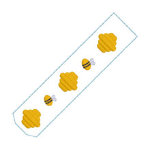 Load image into Gallery viewer, Bee fob set machine embroidery file (3 sizes, single and multi files included) DIGITAL DOWNLOAD