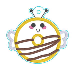 Bee Donut applique July 24 Mystery Bundle bookmark/ornament/bag tag machine embroidery design DIGITAL DOWNLOAD