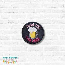 Load image into Gallery viewer, Here For The Beer patch (2 sizes included) machine embroidery design —JAN 26 MB—DIGITAL DOWNLOAD