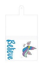 Load image into Gallery viewer, Believe top load notebook cover machine embroidery design DIGITAL DOWNLOAD