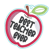 Load image into Gallery viewer, Best Teacher applique bag tag/ornament/bookmark machine embroidery design DIGITAL DOWNLOAD