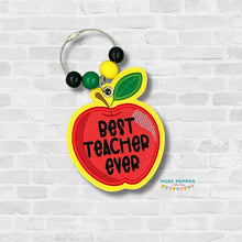 Load image into Gallery viewer, Best Teacher applique bag tag/ornament/bookmark machine embroidery design DIGITAL DOWNLOAD