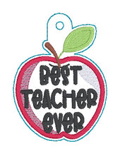 Load image into Gallery viewer, Best Teacher Ever snap tab and eyelet fob set (single and multi files included) machine embroidery design DIGITAL DOWNLOAD