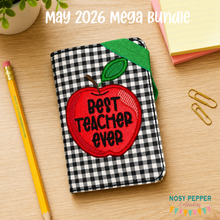 Load image into Gallery viewer, Best Teacher applique notebook cover (2 sizes available) machine embroidery design DIGITAL DOWNLOAD