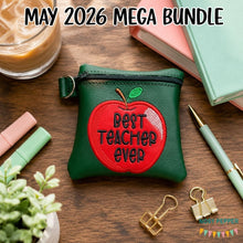 Load image into Gallery viewer, Best Teacher ITH Bag (4 sizes available) machine embroidery design DIGITAL DOWNLOAD