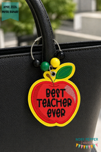 Load image into Gallery viewer, Best Teacher applique bag tag/ornament/bookmark machine embroidery design DIGITAL DOWNLOAD