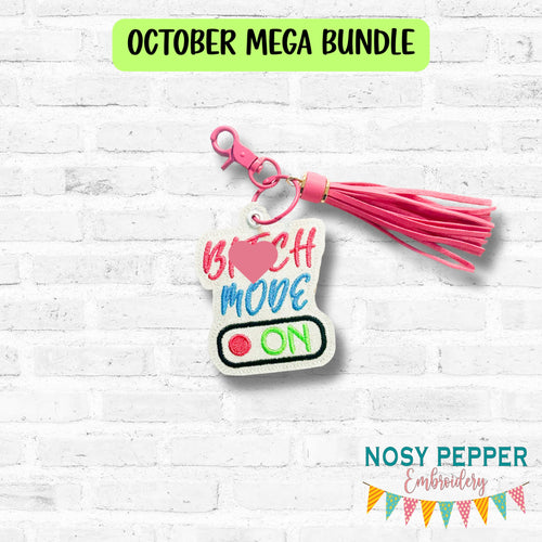 B!tch Mode On bag tag/bookmark/ornament machine embroidery design Fall 25 Mature Mystery Bundle DIGITAL DOWNLOAD