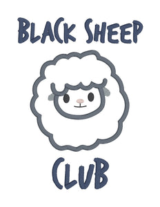 Black Sheep Club applique machine embroidery design (4 sizes included) DIGITAL DOWNLOAD