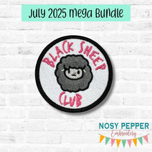 Load image into Gallery viewer, Black Sheep Club patch (2 sizes included) machine embroidery design DIGITAL DOWNLOAD