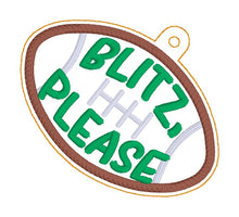 Load image into Gallery viewer, Football appliqué bag tag set (3 designs included) machine embroidery design DIGITAL DOWNLOAD