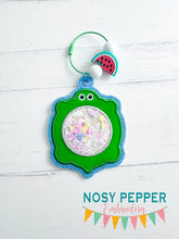 Load image into Gallery viewer, Sandbox Turtle applique shaker April 2024 Pateron Bundle ornament/bag tag/bookmark machine embroidery design DIGITAL DOWNLOAD