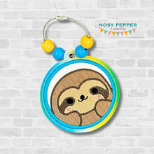 Load image into Gallery viewer, Sloth Circle applique bookmark/ornament/bag tag machine JUNE 2024 MYSTERY BUNDLE embroidery design DIGITAL DOWNLOAD