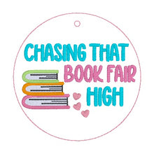 Load image into Gallery viewer, Book Fair bag tag/ornament/bookmark machine embroidery design DIGITAL DOWNLOAD