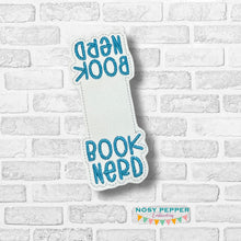 Load image into Gallery viewer, Book Nerd bookmark machine embroidery design DIGITAL DOWNLOAD