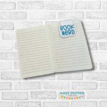 Load image into Gallery viewer, Book Nerd bookmark machine embroidery design DIGITAL DOWNLOAD
