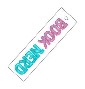 Book Nerd bookmark (2 sizes included) machine embroidery design DIGITAL DOWNLOAD