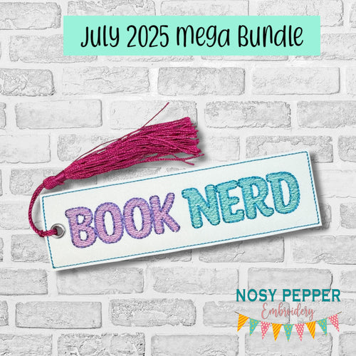 Book Nerd bookmark (2 sizes included) machine embroidery design DIGITAL DOWNLOAD