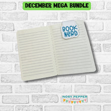 Load image into Gallery viewer, Book Nerd bookmark machine embroidery design DIGITAL DOWNLOAD