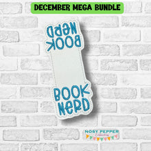 Load image into Gallery viewer, Book Nerd bookmark machine embroidery design DIGITAL DOWNLOAD