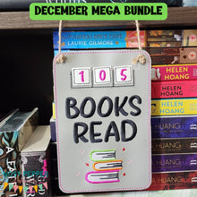 Load image into Gallery viewer, Book Tracker countdown ITH Sign machine embroidery design DIGITAL DOWNLOAD
