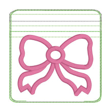 Load image into Gallery viewer, Bow set (appliqué fob with 3 sizes, single and multi files, &amp; appliqué ITH bag included) machine embroidery design DIGITAL DOWNLOAD