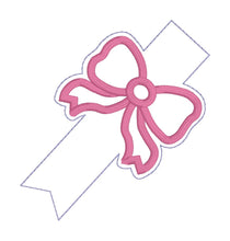 Load image into Gallery viewer, Bow set (appliqué fob with 3 sizes, single and multi files, &amp; appliqué ITH bag included) machine embroidery design DIGITAL DOWNLOAD