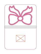 Load image into Gallery viewer, Bow appliqué notebook cover 2 sizes available machine embroidery design DIGITAL DOWNLOAD