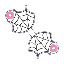 Load image into Gallery viewer, Bow Web bun cover machine embroidery design DIGITAL DOWNLOAD