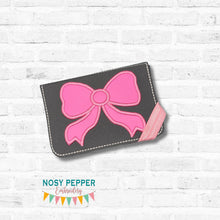 Load image into Gallery viewer, Bow appliqué notebook cover 2 sizes available machine embroidery design DIGITAL DOWNLOAD