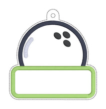 Load image into Gallery viewer, Bowling appliqué name bag tag/ornament/bookmark machine embroidery design DIGITAL DOWNLOAD
