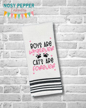 Load image into Gallery viewer, Boys Are Whatever, Cats Are Forever machine embroidery design (4 sizes included) DIGITAL DOWNLOAD