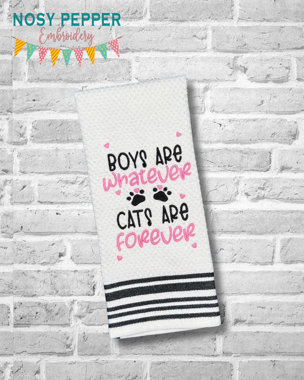 Boys Are Whatever, Cats Are Forever machine embroidery design (4 sizes included) DIGITAL DOWNLOAD