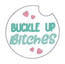 Load image into Gallery viewer, Buckle Up car coaster (2 sizes included) MARCH 26 MATURE BUNDLE machine embroidery design DIGITAL DOWNLOAD