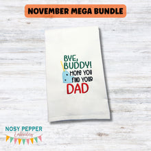 Load image into Gallery viewer, Bye Buddy embroidery design (4 sizes included) DIGITAL DOWNLOAD