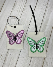 Load image into Gallery viewer, Butterfly applique luggage tag set machine embroidery design DIGITAL DOWNLOAD