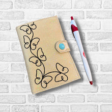 Load image into Gallery viewer, Butterfly Line Art top load notebook cover machine embroidery design DIGITAL DOWNLOAD