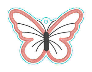 Butterfly applique shaker set  (single and multi fobs and bag tag files included) machine embroidery design DIGITAL DOWNLOAD